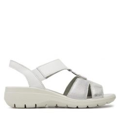 Sandały Imac. Białe sandały Imac, bez wzorów, bez obcasa, na koturnie, bez zapięcia. Za 159.99 zł.