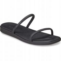 Klapki Dla Dorosłych Crocs Miami Two Strap. Czarne klapki Crocs, bez wzorów, z materiału, bez obcasa. Za 199.99 zł.