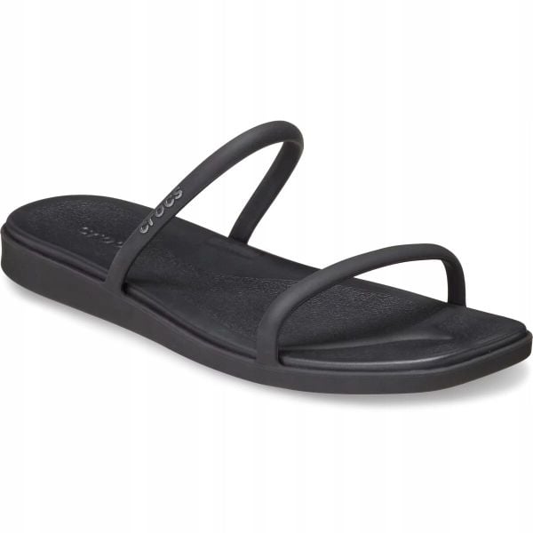 Klapki Dla Dorosłych Crocs Miami Two Strap. Czarne klapki Crocs, bez wzorów, z materiału, bez obcasa. Za 199.99 zł.