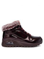 Skechers Botki Uno Rugged 168126/BURG Bordowy. Czerwone botki Skechers, bez wzorów, ze skóry, bez obcasa, na płaskiej podeszwie, bez zapięcia. Za 429.99 zł.