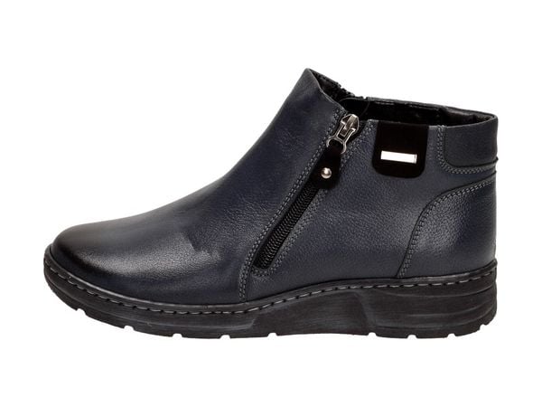 Granatowe skórzane Polskie botki damskie zimowe Deoni D468. Niebieskie botki Deoni, na zimę, bez wzorów, ze skóry, bez obcasa, na obcasie, bez zapięcia. W wyprzedaży za 351.75 zł.