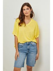 Lin Passion Tunika w kolorze żółtym rozmiar: 36/38. Żółte tuniki Lin Passion, bez wzorów, klasyczne, bez kołnierzyka, bez ramiączek. Za 113.99 zł.