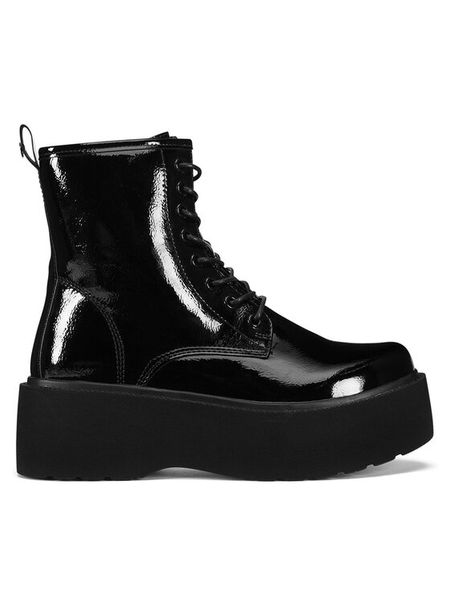 DeeZee Trzewiki WS101-08A Czarny. Czarne botki DeeZee, bez wzorów, z materiału, bez obcasa, na płaskiej podeszwie, bez zapięcia. Za 139.99 zł.