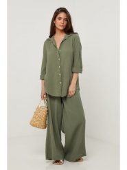 Lin Passion Lniana koszula w kolorze khaki rozmiar: 38/40. Brązowe koszule Lin Passion, bez wzorów, ze lnu, klasyczne, bez kołnierzyka, bez ramiączek. Za 130.99 zł.