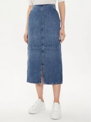 Tommy Hilfiger Spódnica jeansowa WW0WW42582 Niebieski Regular Fit. Niebieskie spódnice TOMMY HILFIGER, bez wzorów, z bawełny. Za 349.99 zł.