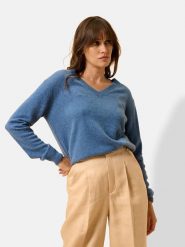 Just Cashmere Kaszmirowy sweter "Nora" w kolorze niebieskim rozmiar: XXL. Niebieskie swetry Just Cashmere, xxl, bez wzorów, z kaszmiru, bez ramiączek. Za 418.95 zł.