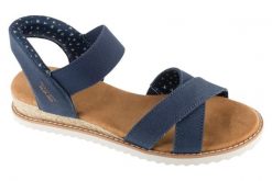 Sandały damskie, Desert Kiss-Golden Lily. Niebieskie sandały Skechers, bez wzorów, z materiału, sportowe, bez obcasa, bez zapięcia. Za 219.99 zł.