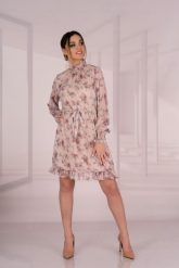 Sukienka w Kwiaty z Ozdobną Stójką. Sukienki Merribel, l, bez wzorów, z elastanu, wizytowe, bez kołnierzyka, bez ramiączek. Za 129.90 zł.