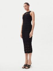 PINKO Sukienka dzianinowa Allan 105190 A2LW Czarny Regular Fit. Czarne sukienki Pinko, m, bez wzorów, z dzianiny, bez kołnierzyka, bez ramiączek. Za 989.99 zł.