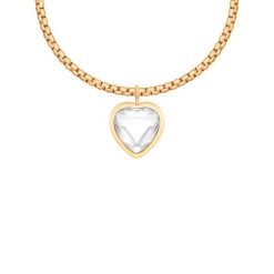 Naszyjnik łańcuch Cube z zawieszką Icons z białym kryształem. Białe naszyjniki Lilou, z kryształem, pozłacane. Za 368.00 zł.