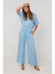 Lin Passion Lniane spodnie w kolorze błękitnym rozmiar: 34/36. Niebieskie spodnie materiałowe Lin Passion, bez wzorów, ze lnu, z standardowym stanem. Za 143.99 zł.