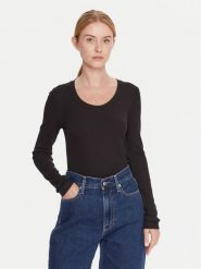 Calvin Klein Bluzka LV044D235G Czarny Slim Fit. Czarne bluzki Calvin Klein, xxs, bez wzorów, bez kołnierzyka, bez ramiączek. Za 249.99 zł.