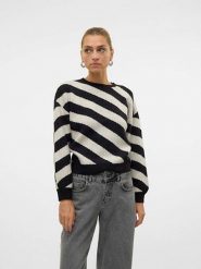 Vero Moda Sweter w kolorze czarno-białym rozmiar: XL. Białe swetry Vero Moda, xl, bez wzorów, ze splotem, bez ramiączek. Za 74.81 zł.