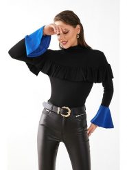 Milan Kiss Bluzka w kolorze czarno-niebieskim rozmiar: XL. Czarne bluzki Milan Kiss, xl, bez wzorów, bez ramiączek. Za 93.95 zł.