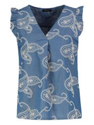 Sublevel Bluzka w kolorze niebiesko-kremowym rozmiar: S/M. Brązowe bluzki Sublevel, m, z aplikacjami, z bawełny, bez kołnierzyka, bez ramiączek. Za 104.64 zł.