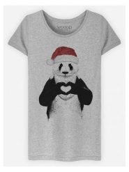 WOOOP Koszulka "Santa Panda" w kolorze szarym rozmiar: XL. Szare bluzki Wooop, xl, bez wzorów, z wiskozy, bez kołnierzyka, bez ramiączek. Za 75.16 zł.
