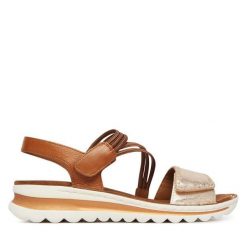 Sandały Ara. Brązowe sandały Ara, bez wzorów, bez obcasa, na płaskiej podeszwie, bez zapięcia. Za 429.99 zł.