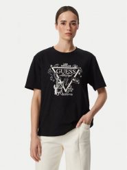 Guess T-Shirt V6YI13 K4301 Czarny Regular Fit. Czarne t-shirty Guess, l, z aplikacjami, z bawełny, bez kołnierzyka, bez ramiączek. Za 154.99 zł.