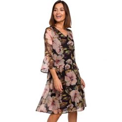 Stylove Sukienka w kolorze czarnym ze wzorem rozmiar: XL. Czarne sukienki Stylove, xl, bez wzorów, bez kołnierzyka, bez ramiączek, midi. Za 242.45 zł.