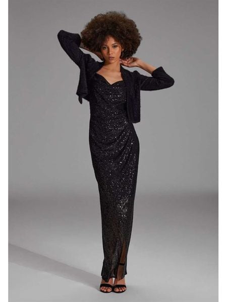 SWING Bolerko w kolorze czarnym rozmiar: S. Czarne swetry Swing, s, bez wzorów, bez ramiączek. Za 96.14 zł.