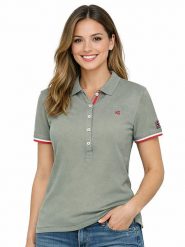 Geographical Norway Koszulka polo "Kryptonite" w kolorze oliwkowym rozmiar: S. Brązowe bluzki Geographical Norway, s, bez wzorów, z bawełny, bez kołnierzyka, bez ramiączek. Za 86.99 zł.