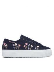 Superga Tenisówki 3740 Platform Flower Embroidery Leggera S5138TW Granatowy. Niebieskie trampki Superga, bez wzorów, z materiału, bez zapięcia. Za 319.99 zł.