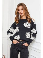 Joséfine Sweter "Banshee" w kolorze czarno-białym rozmiar: S. Czarne swetry Joséfine, s, bez wzorów, bez ramiączek. Za 167.45 zł.