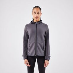 Bluza do biegania damska Kiprun Run 500 Warm ocieplana. Brązowe bluzy KIPRUN, xl, bez wzorów, z elastanu, bez kaptura. Za 159.99 zł.