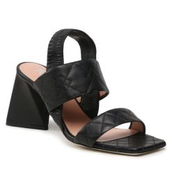 Sandały Pollini. Czarne sandały Pollini, bez wzorów, bez obcasa, na słupku, bez zapięcia. Za 1,819.00 zł.