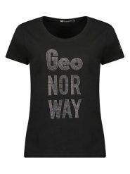 Geographical Norway Koszulka "Jutifa" w kolorze czarnym rozmiar: XL. Czarne bluzki Geographical Norway, xl, bez wzorów, bez kołnierzyka, bez ramiączek. Za 57.06 zł.