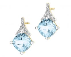 Kolczyki z żółtego złota z diamentami i topazami - próba 585. Żółte kolczyki Apart, z diamentem, złote. Za 2,790.00 zł.