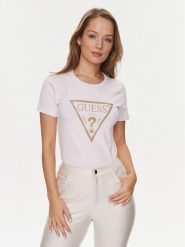 Guess T-Shirt W4RI69 J1314 Różowy Regular Fit. Czerwone t-shirty Guess, s, z aplikacjami, z bawełny, bez kołnierzyka, bez ramiączek. Za 109.99 zł.