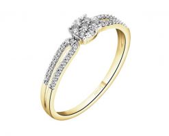 Pierścionek z żółtego złota z diamentami - 0,15 ct - próba 585. Żółte pierścionki Apart, z diamentem, złote. Za 2,759.00 zł.