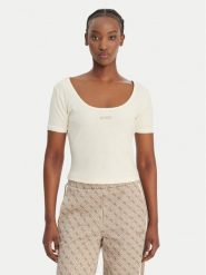 Guess T-Shirt V6GP04 K2969 Écru Slim Fit. T-shirty Guess, xs, z aplikacjami, z lyocellu, bez kołnierzyka, bez ramiączek. Za 209.99 zł.