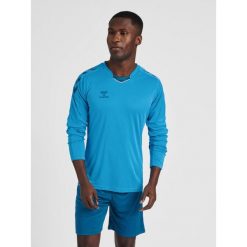 Koszulka Hmlcore dla dorosłych. Niebieskie bluzki Hummel, bez wzorów, z poliesteru, sportowe, bez kołnierzyka, bez ramiączek. Za 145.50 zł.