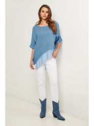 Fleur de Lin Bluzka w kolorze błękitnym rozmiar: M. Niebieskie bluzki Fleur de Lin, m, bez wzorów, ze lnu, z asymetrycznym kołnierzem, bez ramiączek. Za 159.95 zł.