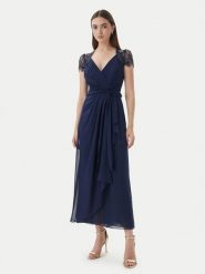 Luisa Spagnoli Sukienka wieczorowa Piolo 543226 Granatowy Regular Fit. Niebieskie sukienki LUISA SPAGNOLI, bez wzorów, z jedwabiu, wizytowe, bez kołnierzyka, bez ramiączek. Za 3,609.00 zł.