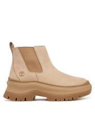Timberland Sztyblety Roxie Lane Mid TB0A28XMEN71 Beżowy. Brązowe botki Timberland, bez wzorów, z nubiku, bez obcasa, na płaskiej podeszwie, bez zapięcia. Za 719.99 zł.
