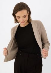 Krótki kardigan S-MIGA. Brązowe kardigany Volcano, l, bez wzorów, z materiału. Za 159.99 zł.