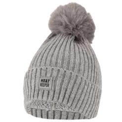 Czapka termiczna + pompon, damska Onesize - 4 sztuki. Szare czapki HEAT KEEPER, bez wzorów, z elastanu. Za 207.04 zł.