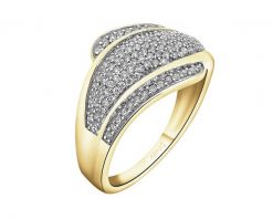 Pierścionek z żółtego złota z diamentami - 0,33 ct - próba 585. Żółte pierścionki Apart, z diamentem, złote. Za 4,590.00 zł.