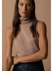 Perfect Cashmere Kaszmirowy top w kolorze karmelowym rozmiar: XL. Brązowe topy Perfect Cashmere, xl, bez wzorów, z kaszmiru, bez kołnierzyka, bez ramiączek. Za 215.71 zł.