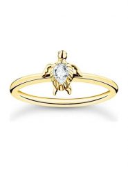Thomas Sabo Pozłacany pierścionek z cyrkonią rozmiar: 52. Żółte pierścionki Thomas Sabo, z cyrkonią, pozłacane. Za 115.95 zł.