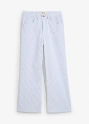 Dżinsy Wide Leg, high waist, cropped. Białe jeansy bonprix, bez wzorów, z podwyższonym stanem. Za 122.99 zł.