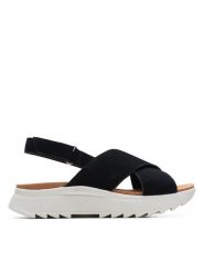 Clarks Sandały DashLite Wish 26171948 Czarny. Czarne sandały Clarks, bez wzorów, ze skóry, bez obcasa, na płaskiej podeszwie, bez zapięcia. Za 269.99 zł.
