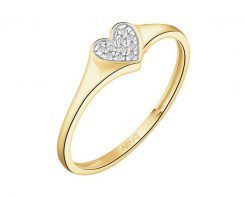 Pierścionek z żółtego złota z diamentami - serce - 0,02 ct - próba 585. Żółte pierścionki Apart, z diamentem, złote. Za 1,559.00 zł.