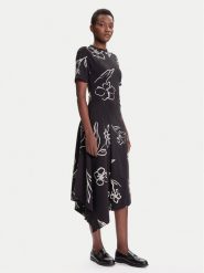 Desigual Sukienka codzienna Calma 25WWVK44 Czarny Regular Fit. Czarne sukienki Desigual, na co dzień, xl, bez wzorów, z bawełny, bez kołnierzyka, bez ramiączek, proste. Za 468.01 zł.