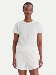Guess T-Shirt W6GI10 K3025 Biały Regular Fit. Białe t-shirty Guess, xs, z aplikacjami, z bawełny, bez kołnierzyka, bez ramiączek. Za 209.99 zł.