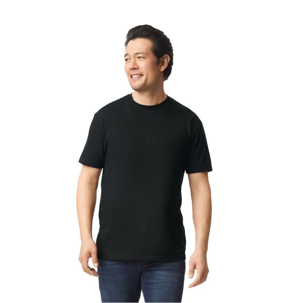 Koszulka Unisex Dla Dorosłych Softstyle CVC. Czarne bluzki GILDAN, l, bez wzorów, sportowe, bez kołnierzyka, bez ramiączek. Za 37.99 zł.