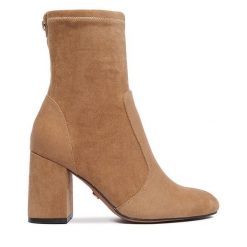 Botki Nine West. Brązowe botki Nine West, bez wzorów, bez obcasa, na słupku, bez zapięcia. Za 279.99 zł.